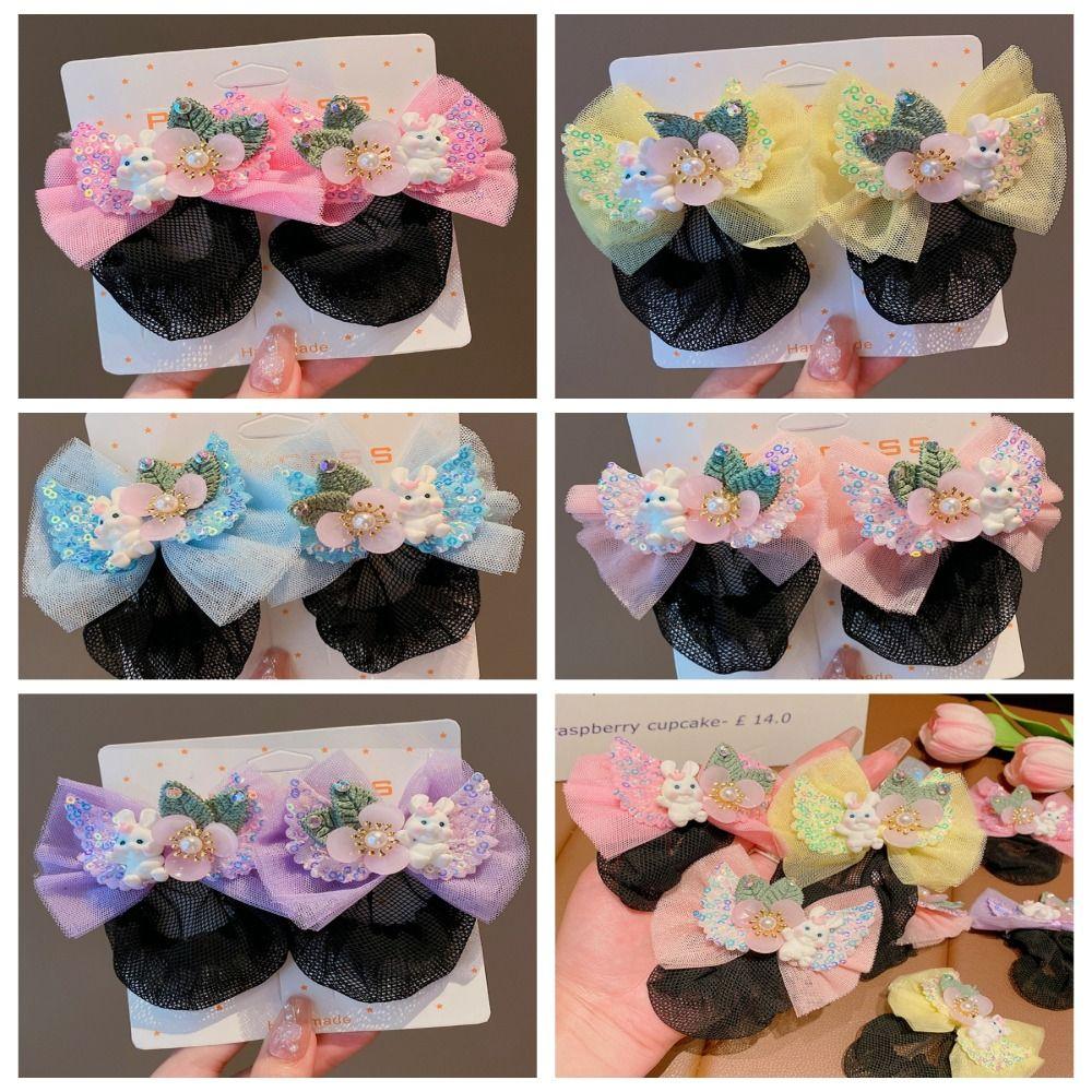 

Mesh Snood Spring Clip Rabbit Sequin Hair Nets Lovely Bow Hair Nets Dance