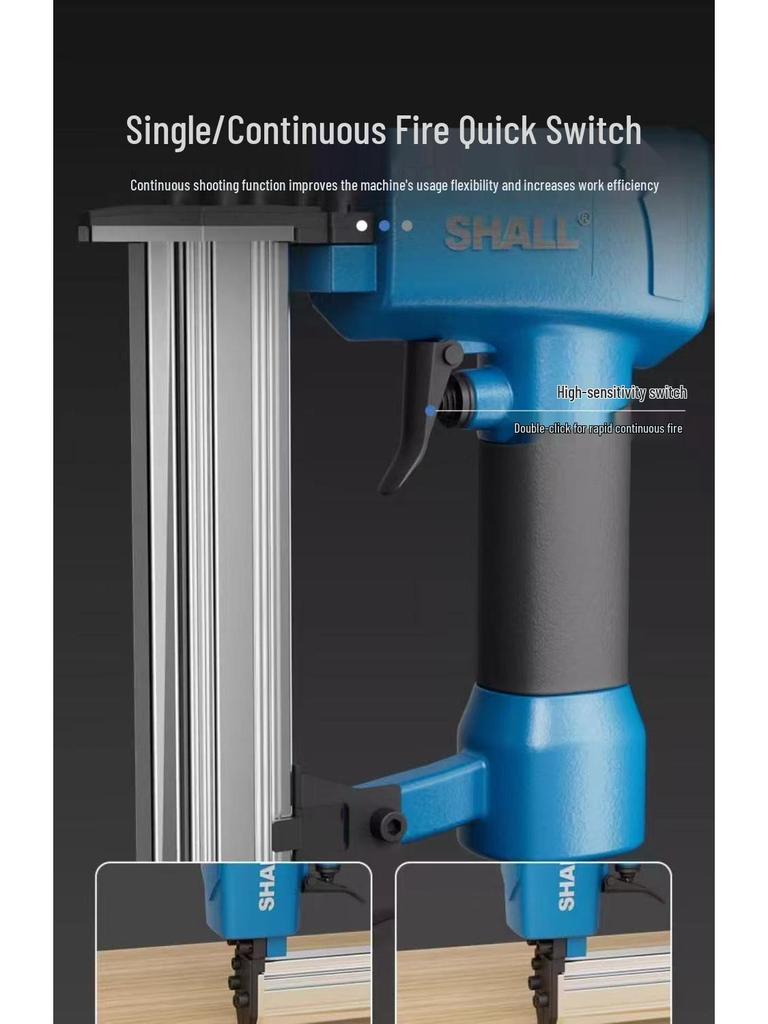 Powerful Pneumatic F30 Brad Nailer - No Jam, Continuous Fire for Woodworking