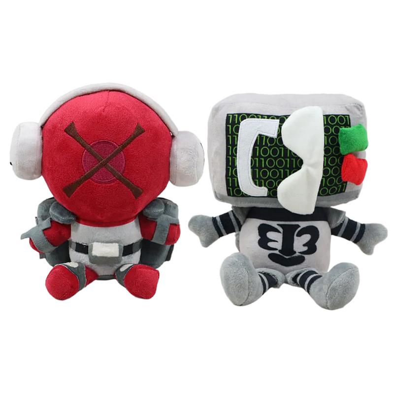 2 Pcs Cute Robot Plush Dolls Soft Stuffed Cartoon Figures Collectible Plushies Decorative Ornaments For Kids Birthday Holiday