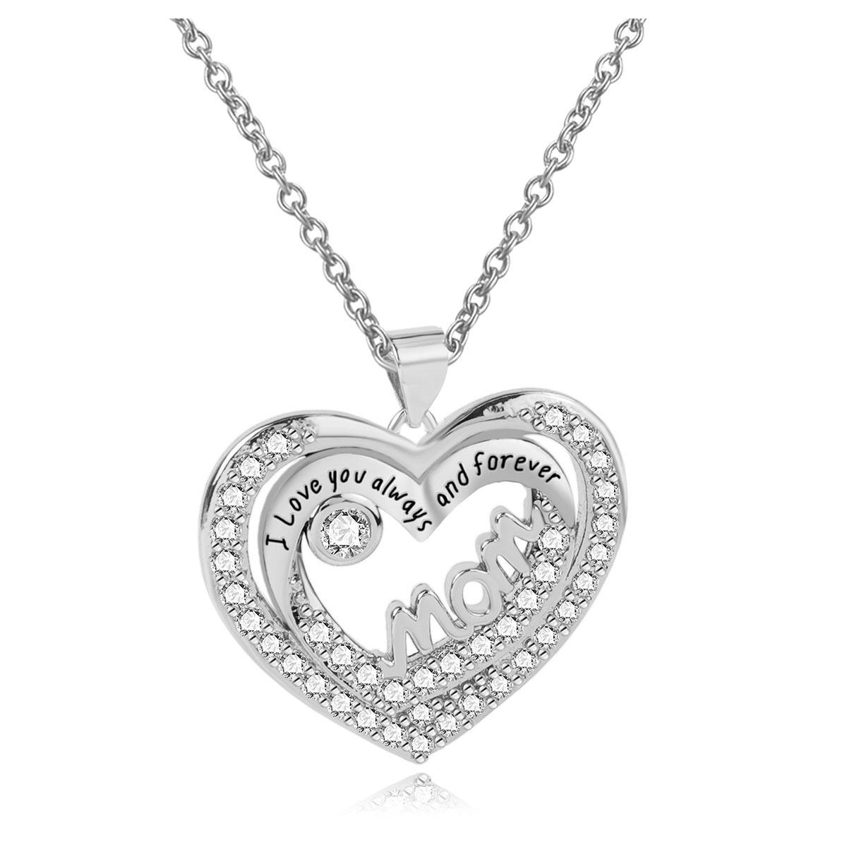 

Подарок на День матери в виде сердца, циркониевое ожерелье с надписью MOM