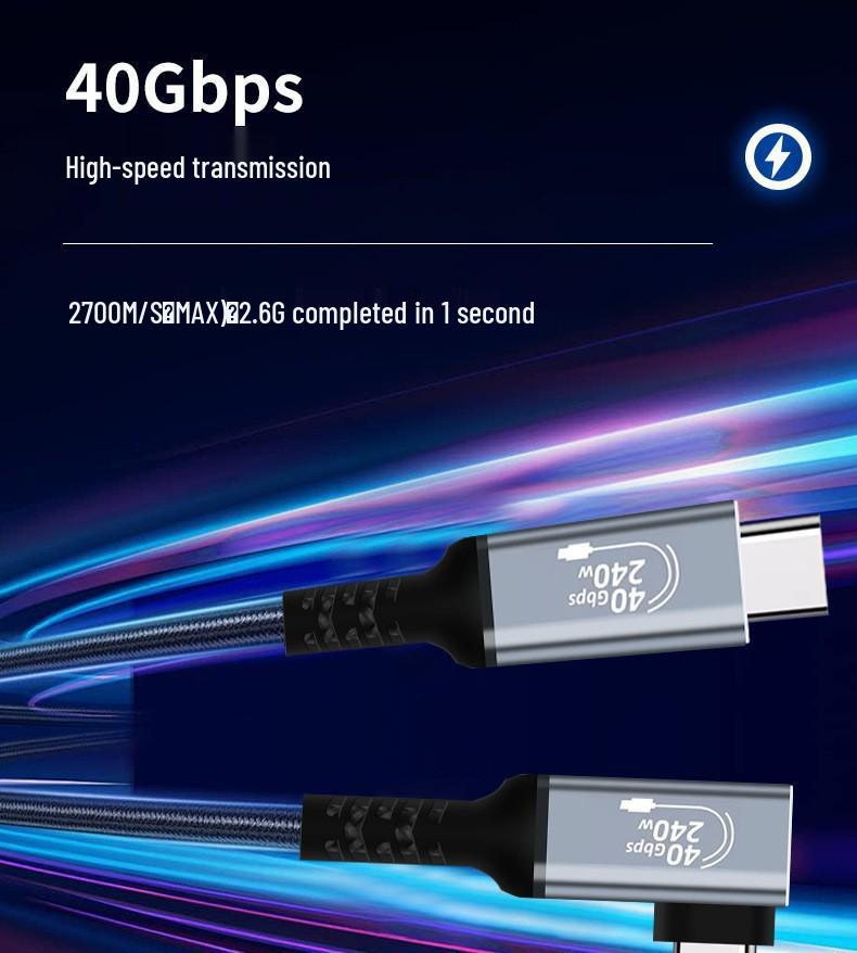 USB4 Full-Function Braided Type-C Data & Charging Cable, 40Gbps, Thunderbolt 4 Compatible