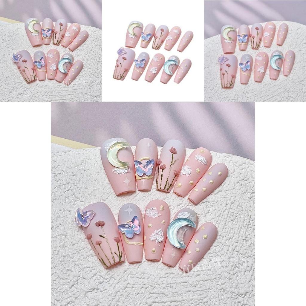 Unique Pink Dream Island Wearable Armor Nail Art Stickers Handcrafted Phototherapy Cute Sweet Fresh Minimalistic Love Heart Pattern