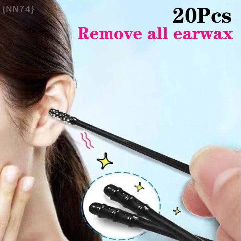 20Pcs Soft Silicone Ear Cleaners, Gentle Earwax Remover Swabs for Kids Adults, Disposable Sticky Ear Pick Set with Safe Tip