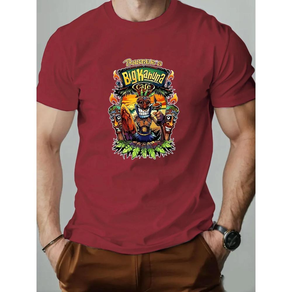 Men's T-Shirt 100% Cotton Tribe Cartoon Print Summer Oversized Round Neck Breathable Casual Short Sleeve Fashion T Shirt