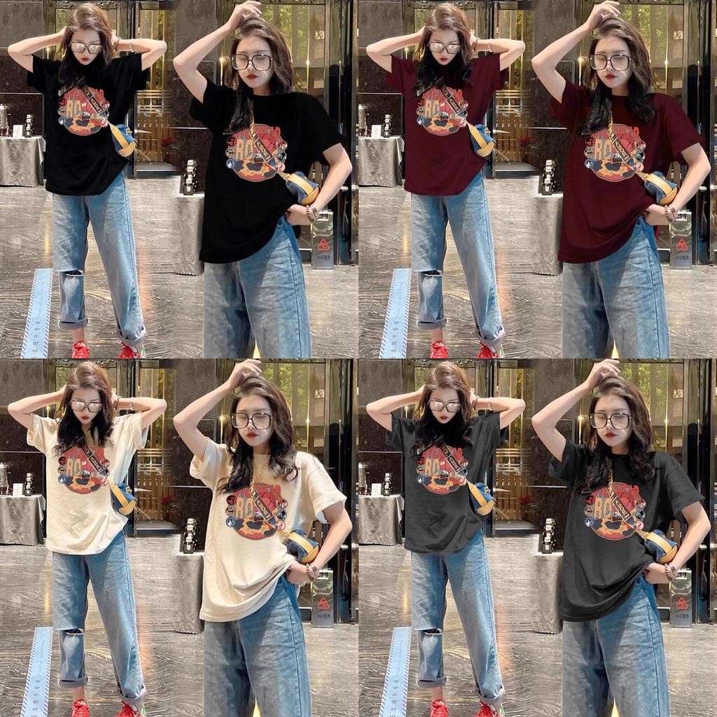 Streetwear T Shirt For Women With Cotton Fabric And Vintage Print For Casual Spring Summer Wear