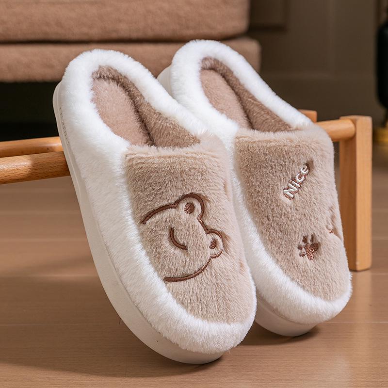 2025 Women's Autumn/Winter Plush Cotton Indoor Slippers - Warm Household Footwear for Couples