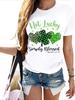 St Patricks Day Womens Tshirt Fourleaf Clover and Heart Print Casual Short Sleeve Crew Neck Top FeUnisex Y2K Tops Clothes