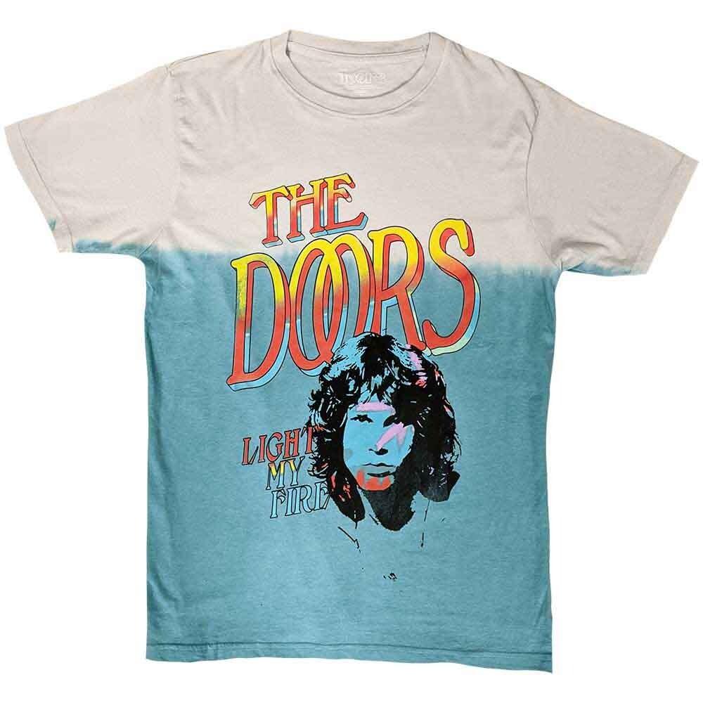 Футболка The Doors  Light My Fire Stacked  с синим окрашиванием Dip Dye - НОВАЯ Унисекс Футболка XXXXL