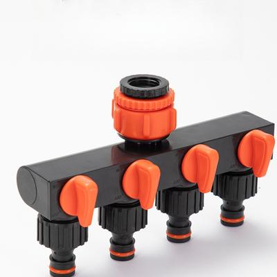 1 pièce Séparateur d'eau à quatre voies pour jardin extérieur avec interrupteur Valve à quatre voies Porte Un dans Quatre sorties Séparateur d'eau Diviseur