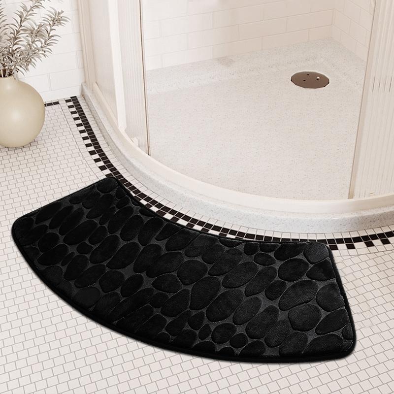 Tapis de Salle de Bain 21 pièces Tapis Courbe pour Pieds Tapis Gaufré Galets Tapis de Bain Courbé Antidérapant Absorbant Tapis de Sol de Salle de Bain Tapis de Toilettes Tapis de Douche Courbe