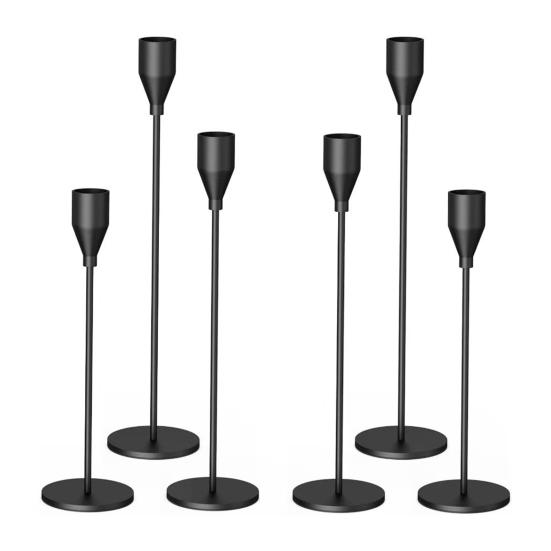 3/6Pcs/Set Vintage Tall Metal Candlestick Pillar Taper Candle Holder Home Living Room Christmas Wedding Party Candle Stand Dining Table Centerpiece