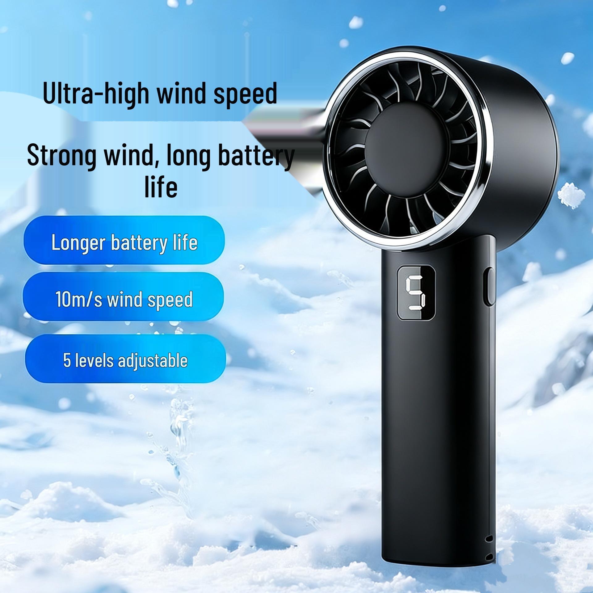 

2026 High-Speed Rechargeable Neck-Hanging Mini Fan - Portable with Large Wind Power for Outdoor Use Electroplated 1200mAh
