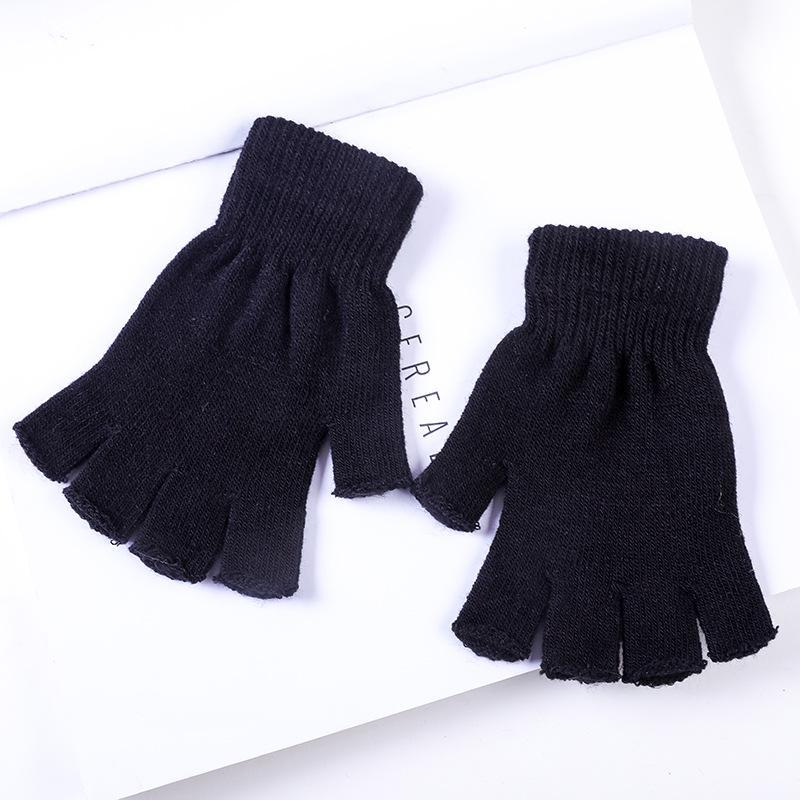

Мужские зимние шерстяные перчатки без пальцев — теплые, стильные корейские перчатки для студентов и офисного использования Simple style чёрный