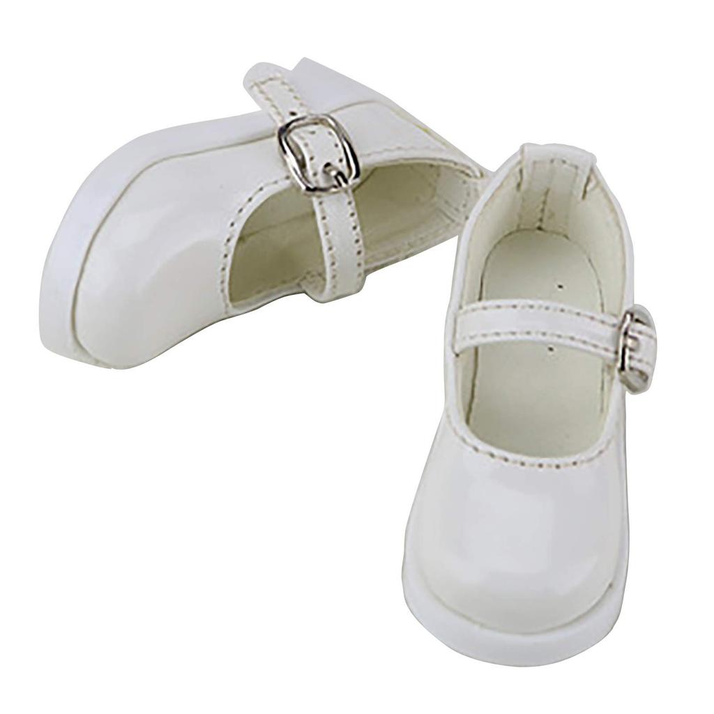 Sunny Step Doll Scale Doll Strap Lolita Enamel Shoes, White, 1/4 Shoes, Black, (White, 1/4 Scale)