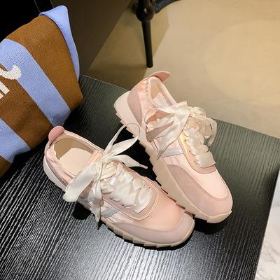Leather Breathable Ballet Training Shoes Women's Satin Spell Height Increase Small Casual Sports Forrest Gump Shoes Women's Casual Shoes