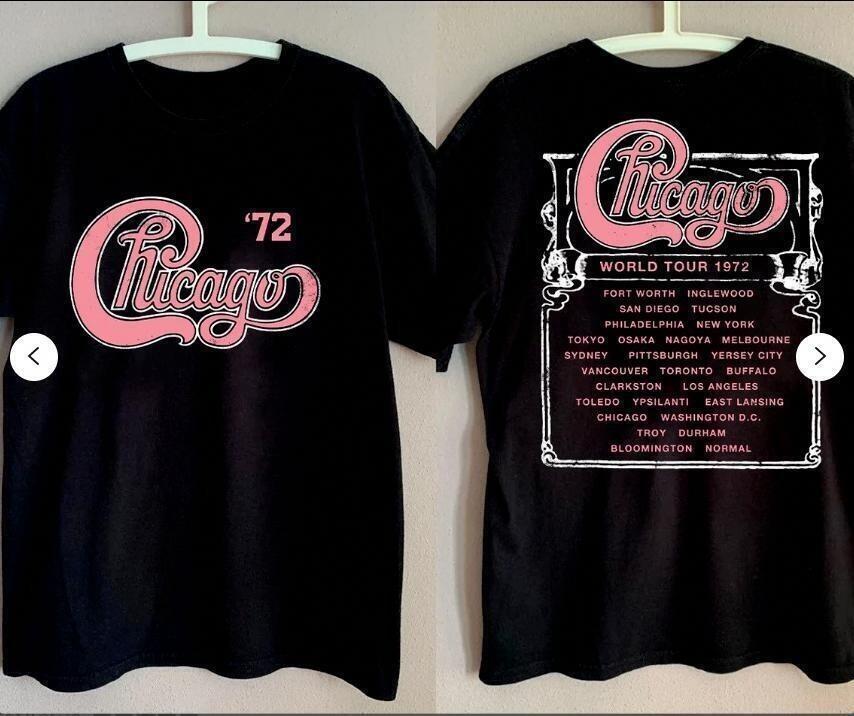 

Chicago #03972 World Tour 1972 TShirt Gift For Fan Black All Size TShirt HE1197 Unisex T-Shirt XXXXL