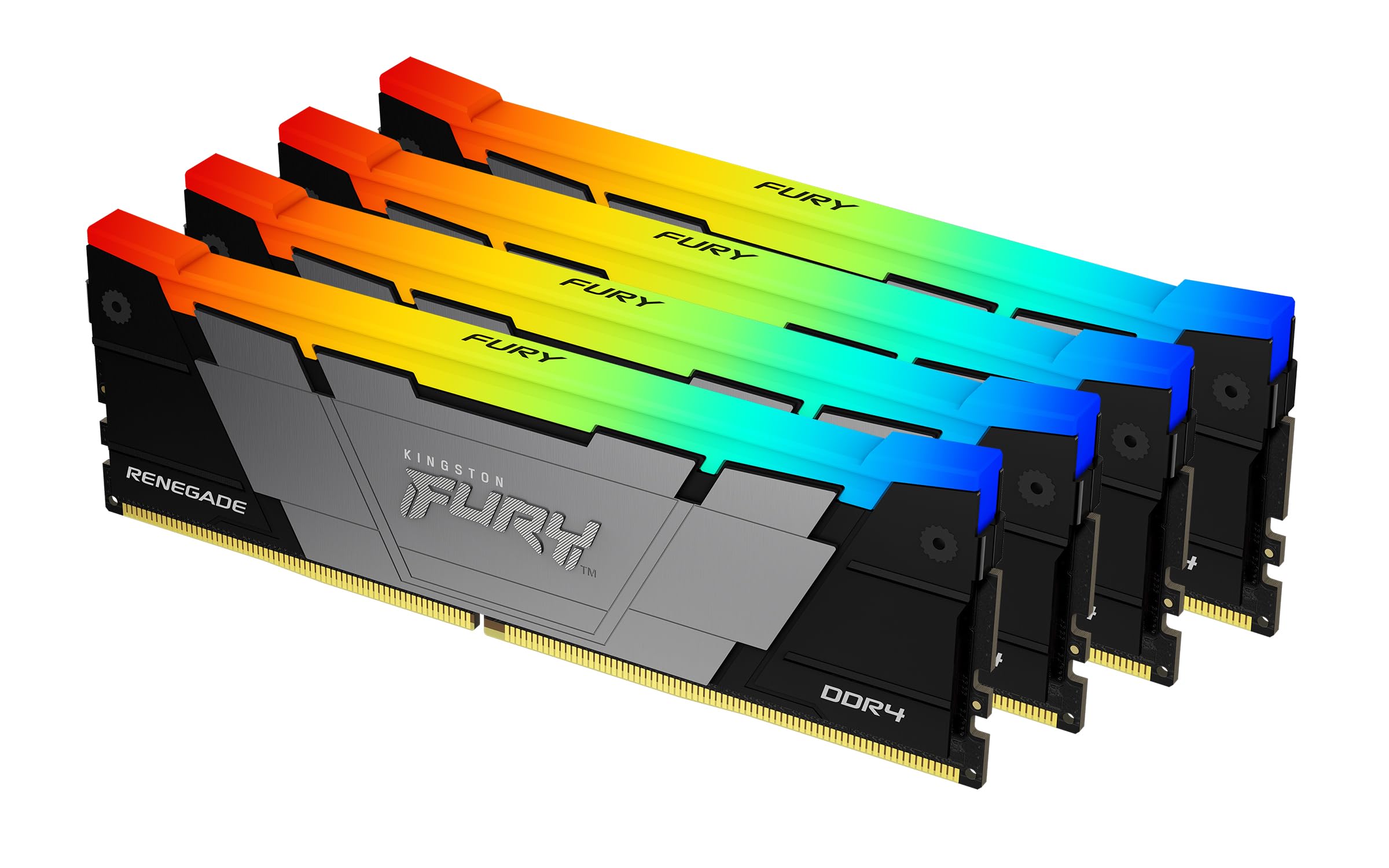 

Kingston FURY Renegade RGB 64GB 3200 DDR4 CL16 DIMM of 1Gx8 Desktop Memory (Pack 4) - KF432C16RB12AK4/64