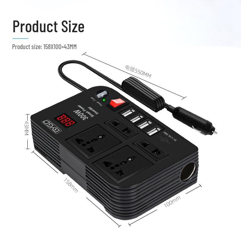 12V 300W Car Inverter: 220V AC Power Converter for Vehicle Appliances
