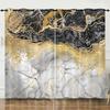 Curtains Nordic Style Marble Texture Bedroom Curtains Digital Printing Blackout Curtains No Punching
