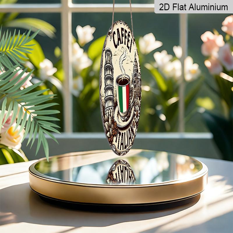2D Flat, 1pc Caffe 7.87X7.87Round Aluminum Sign, Rome Landmarks Round Aluminum Sign, Italian Coffee Metal Tin Sign - European Style Rustic Metal Wall