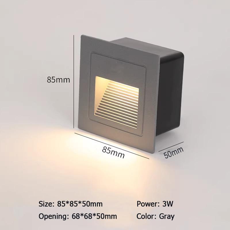 

Indoor Outdoor Waterproof 3W LED Footlight Aluminum Home Lighting Step Stair Lights Recessed Corner Wall Lamps Garden Light Cold White серый