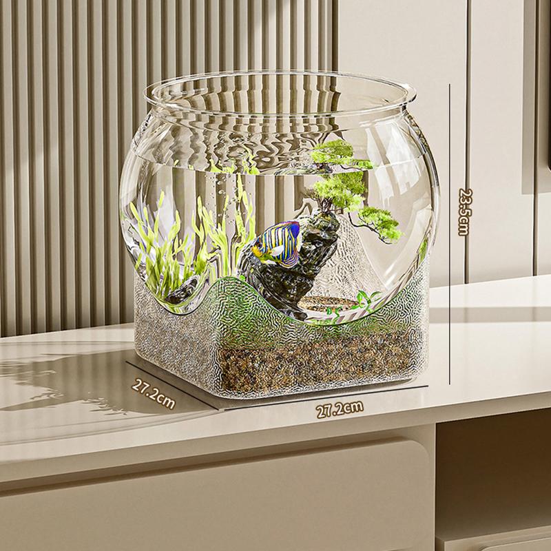 Ultra Clear Round Fish Bowl Plastic Removable Desktop Fish Tank Ultra Clear Viewing Tank Small Aquarium Tabletop Ornament