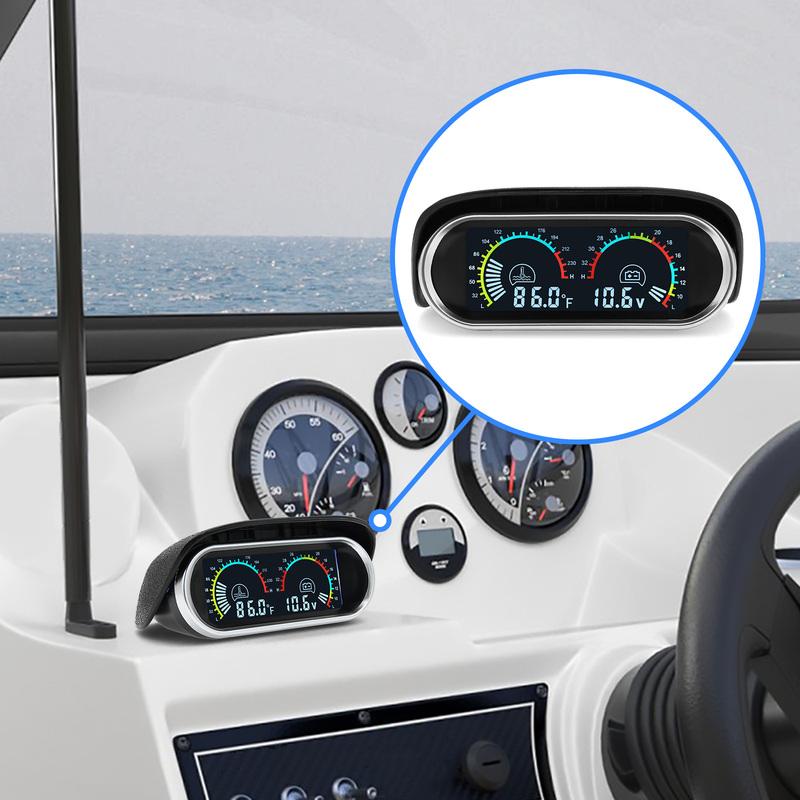 2 in 1 Car Gauge Water Temperature Voltage Volt Gauge Meter for 12V 24V Universal Truck Car LED Fahrenheit Degree Auto Gauge