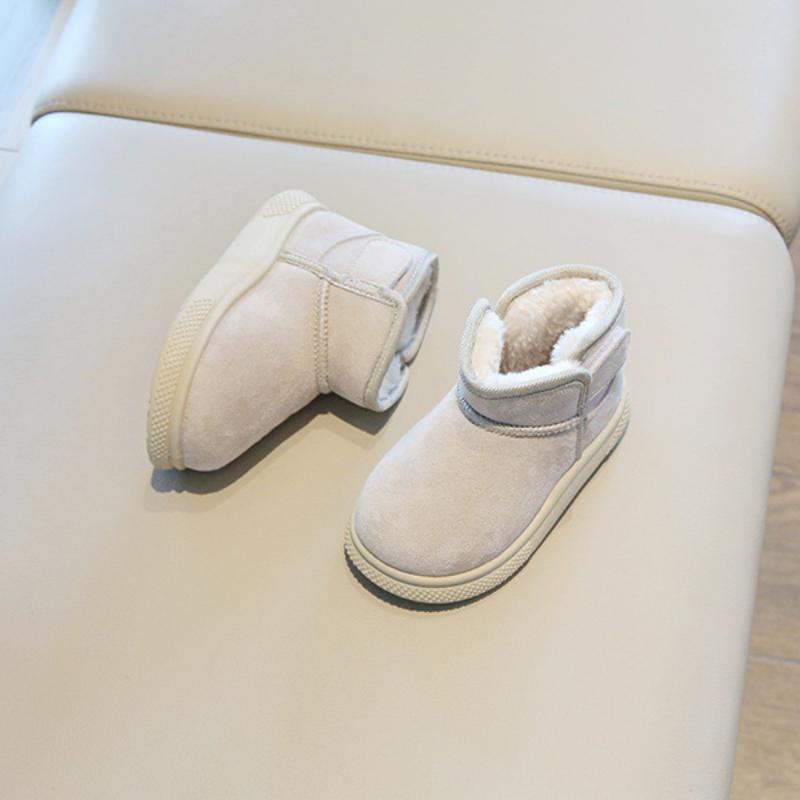 Children's snow boots, winter boys' short boots with thick fleece, girls' cotton boots, warm baby cotton shoes