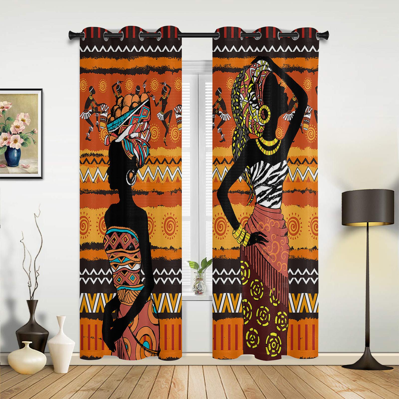 

Ethnic Style African Women Black Women Drapes for Bedchamber Living Area Window Drapes Kitchen Children s Room Window Curtain Home Decor 135W x 60H(cm) x1