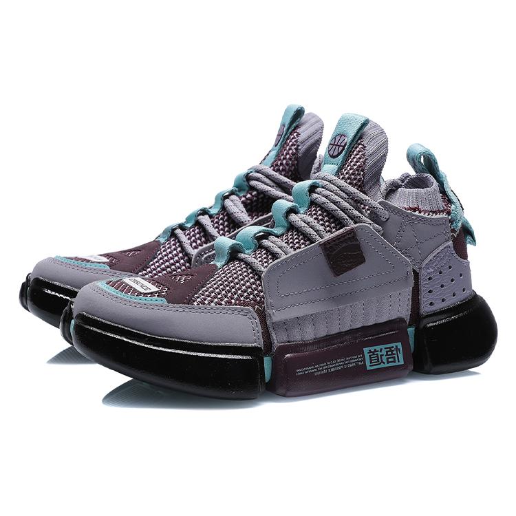 Li Ning Essence 2 ACE Vintage Basketball Shoes Women's Mid top Muddy Gray Purple AGBN062-16