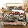 New York Statue of Liberty Duvet Cover King Queen Size Retro Car Nostalgic 50s Bedding,Vintage Car Polyester Quilt Cover for Men