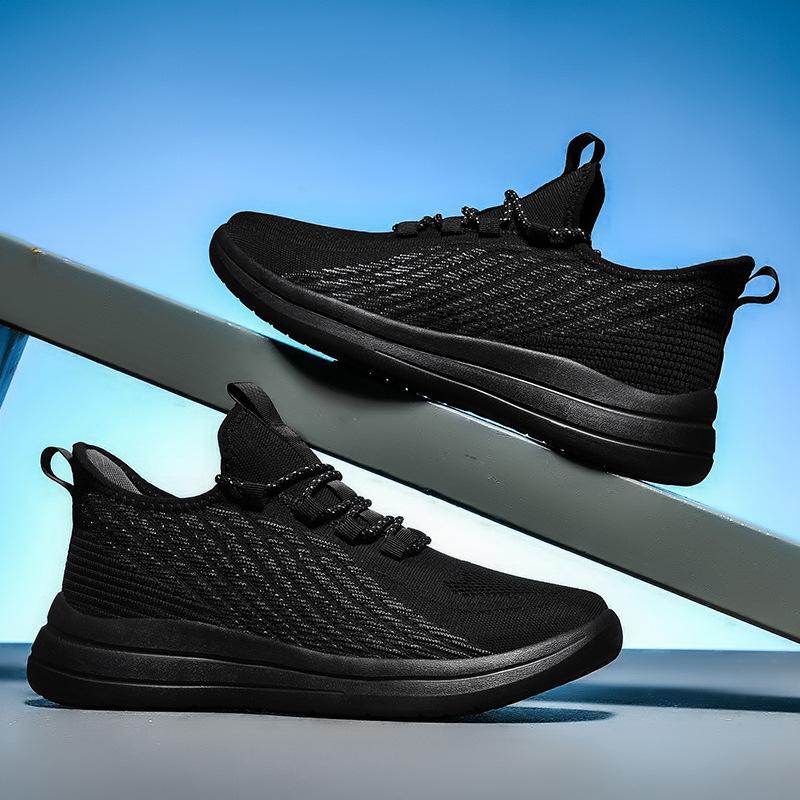 Summer large size 46 breathable mesh sports shoes wear-resistant men's running shoes fly weaving rest production file 48 men's shoes soft sole