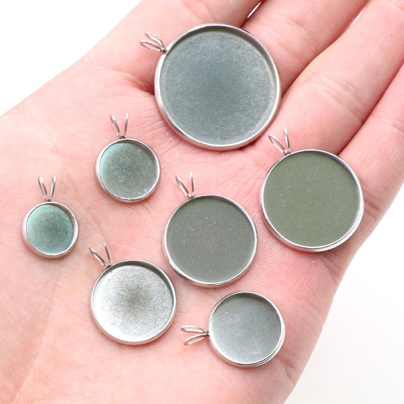 Moda 8-25mm Dimensione Interna Materiale Acciaio Inossidabile Semplice Stile V Base Cabochon Impostazione Cameo Ciondoli Vassoio Ciondolo