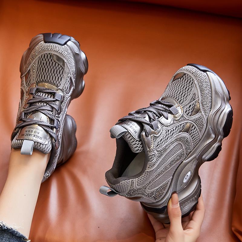 Women's 12cm Breathable Mesh Platform Sneakers A8935 - Casual Sports Shoes In Small Sizes