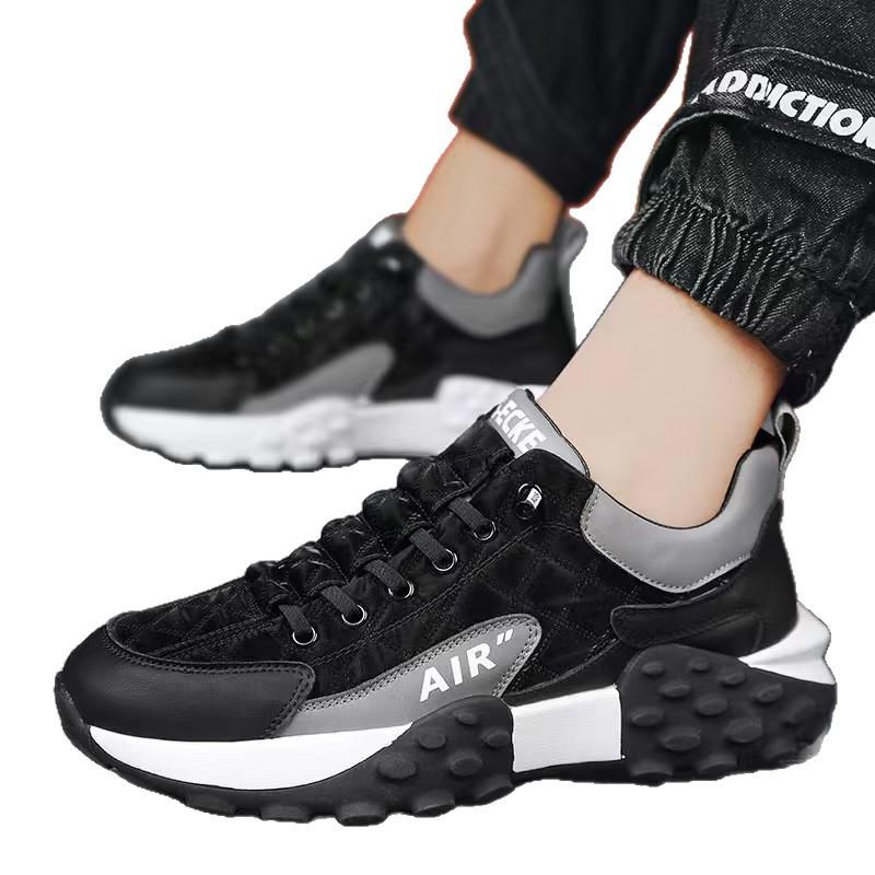 Men's 2025 Korean Style Low-Top Running Shoes - Trendy, Non-Slip, Thick-Soled, Versatile Casual Dad Shoes.