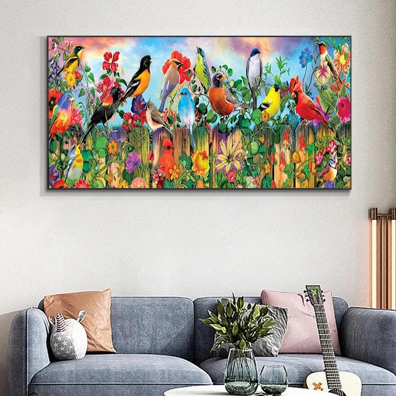 

5D DIY Алмазная картина Стаи птиц, набор для вышивки крестом, мозаика, алмазная вышивка, роза, полная круглая квадратная дрель, украшение для дома Round 30x90cm