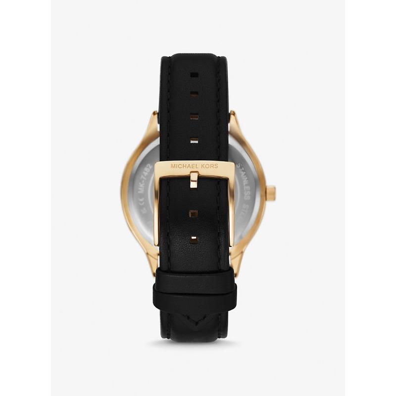 Michael Kors Orologio Sottile Runway Oro e Pelle MK7482