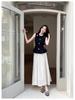 Chic Summer Sleeveless Black Vest & Waist-Cinching Skirt Set