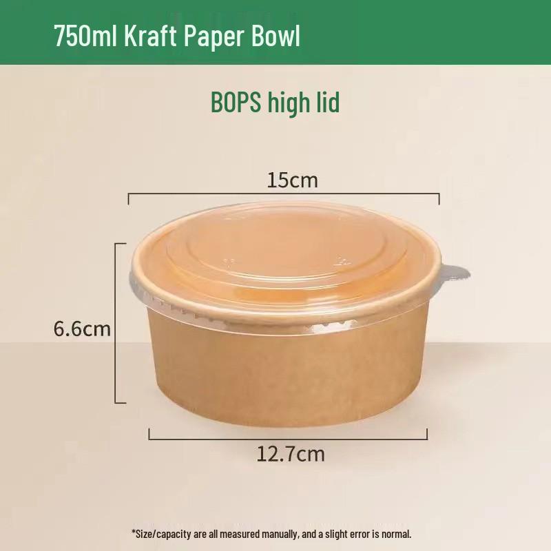 Kraft Paper Disposable Bowl - Ideal for Rice, Salad, Lunch, Takeout, Fast Food, and Fruit.