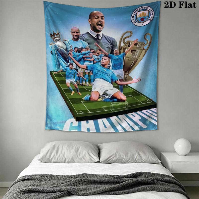 Forever MCFC BlueWall Hanging Printed Fabric Blanket Decorative Tapestries for Bedroom Living Room Home Decor