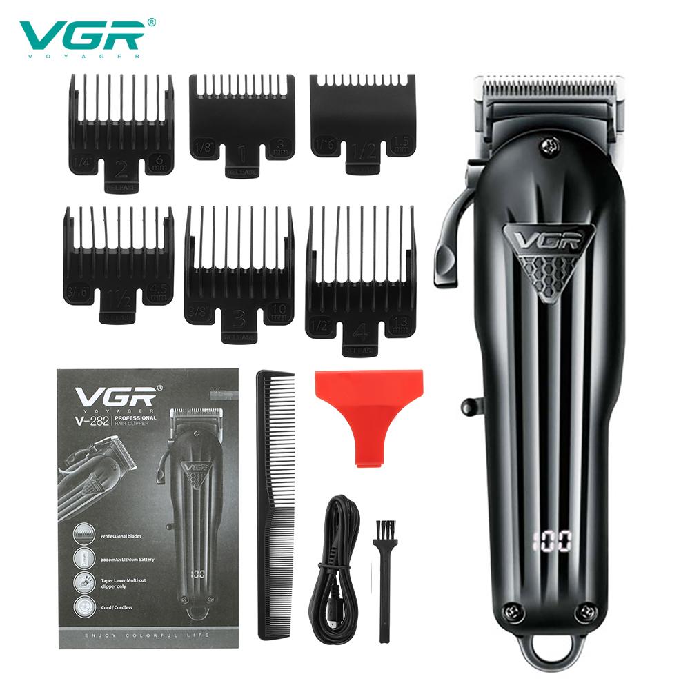 VGR 282 Original Electric Hair Clipper Professional Adjustable Blade Hair Trimmer for Men Beard Oil Head Clipper Hair Cutting Machine Digital Display