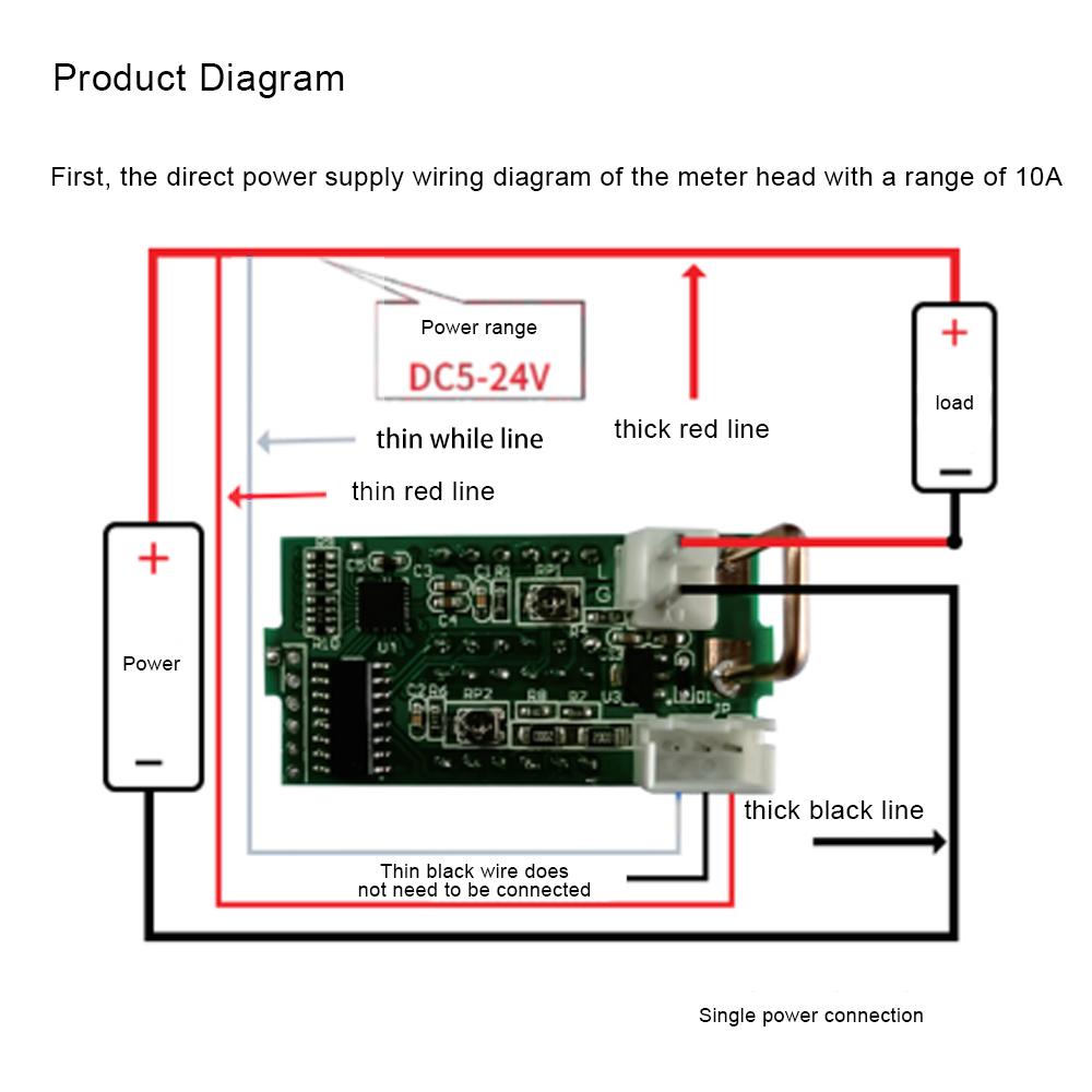 DC 500V 10A Digital Voltmeter Adjustable Voltmeter Ammeter 0.28 Inch 4-Digit Red Blue LED Dual Display Amp Volt Meter Gauge