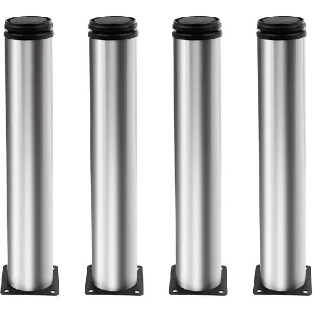 4 Pack Adjustable Furniture Legs Round 2" Dia Thickened Stainless Steel Sofa Shelves Table Kitchen Adjustable Feet 8" Height