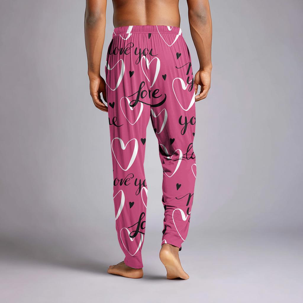 Men's Drawstring Pocket Cuffed Casual Pants Home Sleep Pants