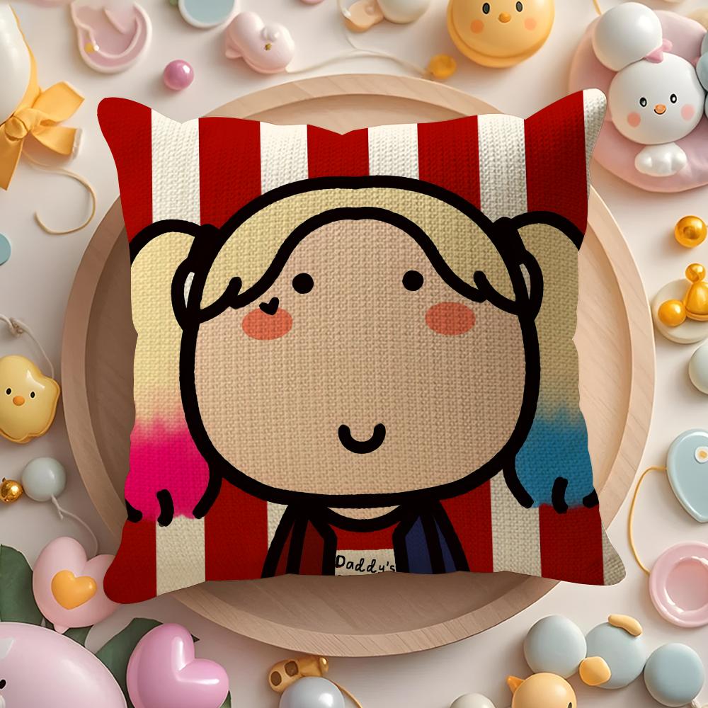 Cute Cartoon Couple Home Decor Pillow Case Sofa Living Room Bedroom Headboard Backrest Cushion Square Cushion