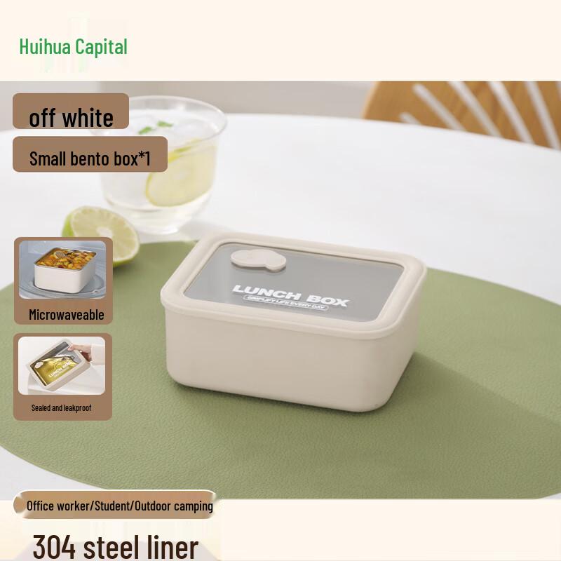 HUIHUADU 304 Stainless Steel Microwaveable Lunch Box with Glass Lid