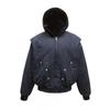 K21 Mens Vintage Winter Thick Parka Metal Buckle Hooded Cotton Coat Streetwear