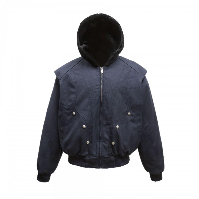 K21 Mens Vintage Winter Thick Parka Metal Buckle Hooded Cotton Coat Streetwear
