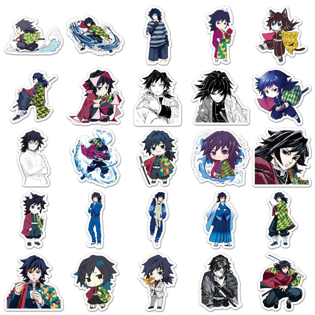 Giyu Tomioka Waterproof Stickers: 50 High-Definition Demon Slayer Characters for Journals and Stationery