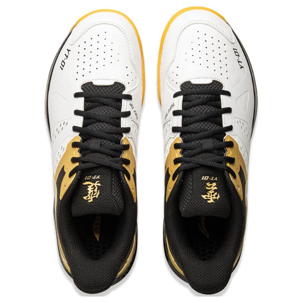 New LiNing Cloud Thunder Lightweight Rebound Low Top Badminton Shoes Unisex White Black Gold AYZU017-4